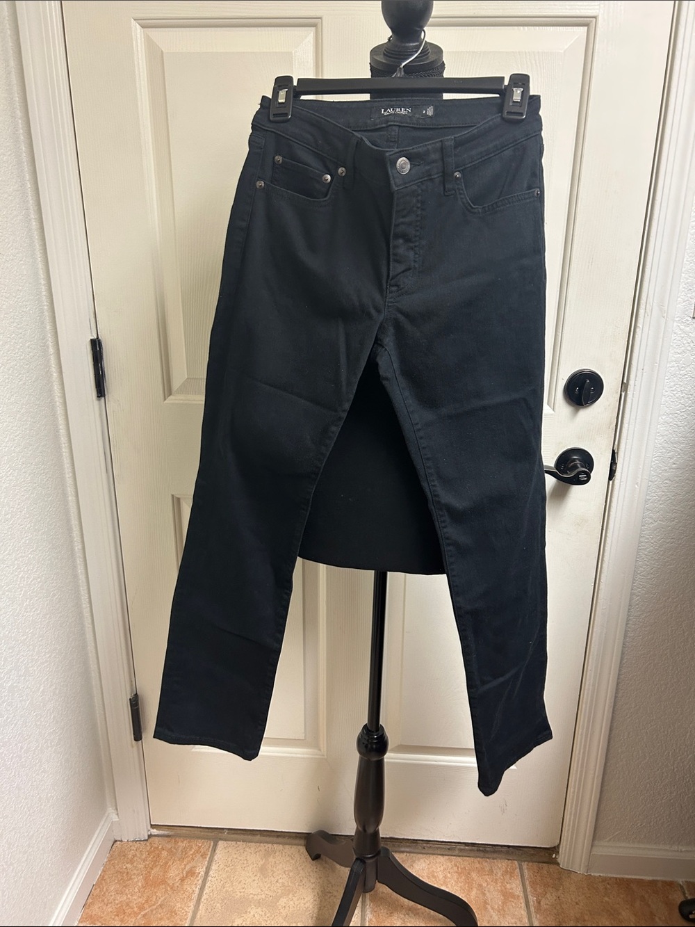 Lauren Ralph Lauren black jeans, classic five-pocket design, button closure, 2